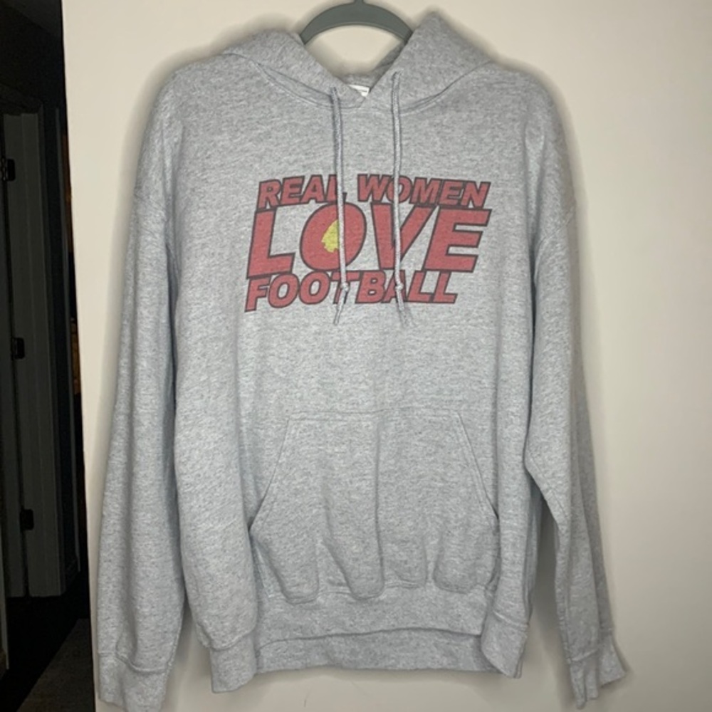 Gildan Gray Hoodie - Real Women Love Football